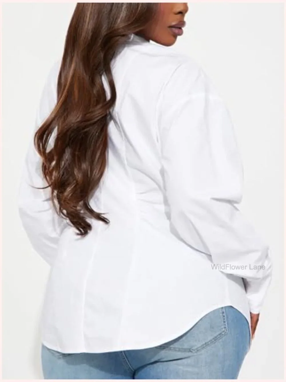 Cinched Waist Button Down Long Sleeve Blouse Office to Weekend Top